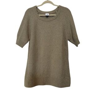 Cabi Prime Pullover Sweater Womens Medium Tunic Short Sleeve Green Knit Spring